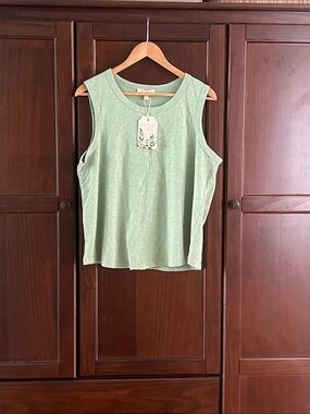 NWT Farmers Market Sage Green Fisherman Scoop Neck Slub Knit Tank Top Size M